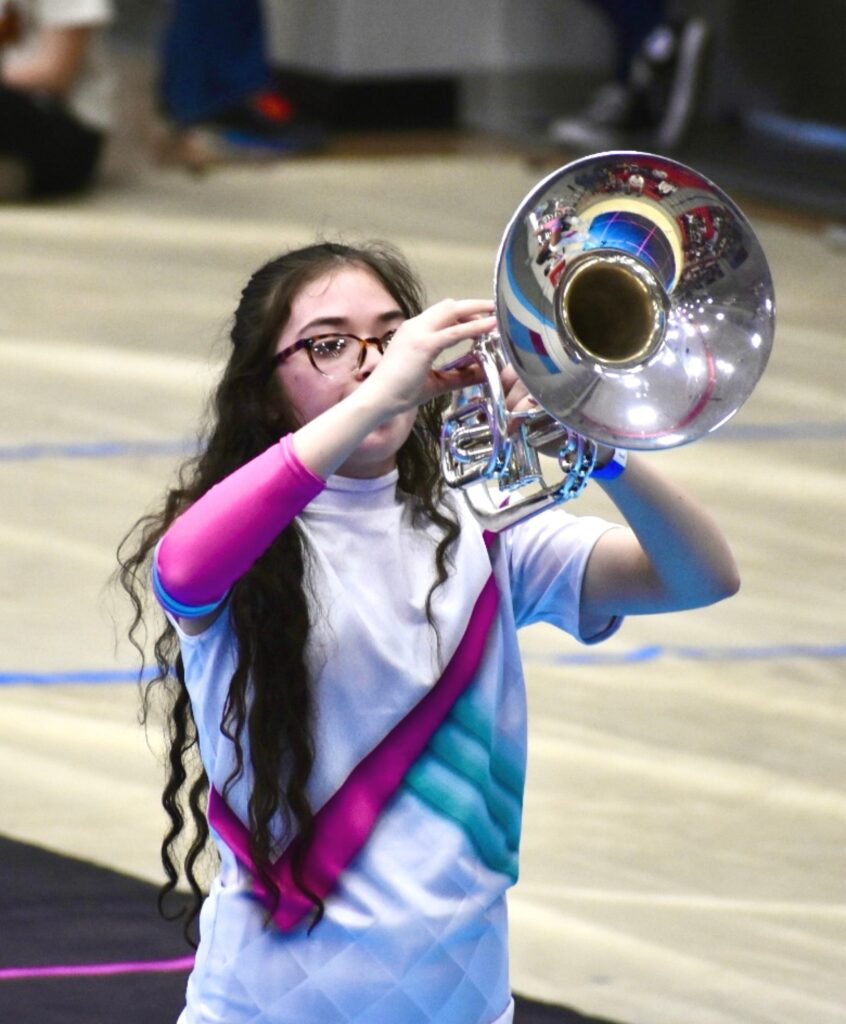 Mellophone player performing Harmonic Horizons, 2024