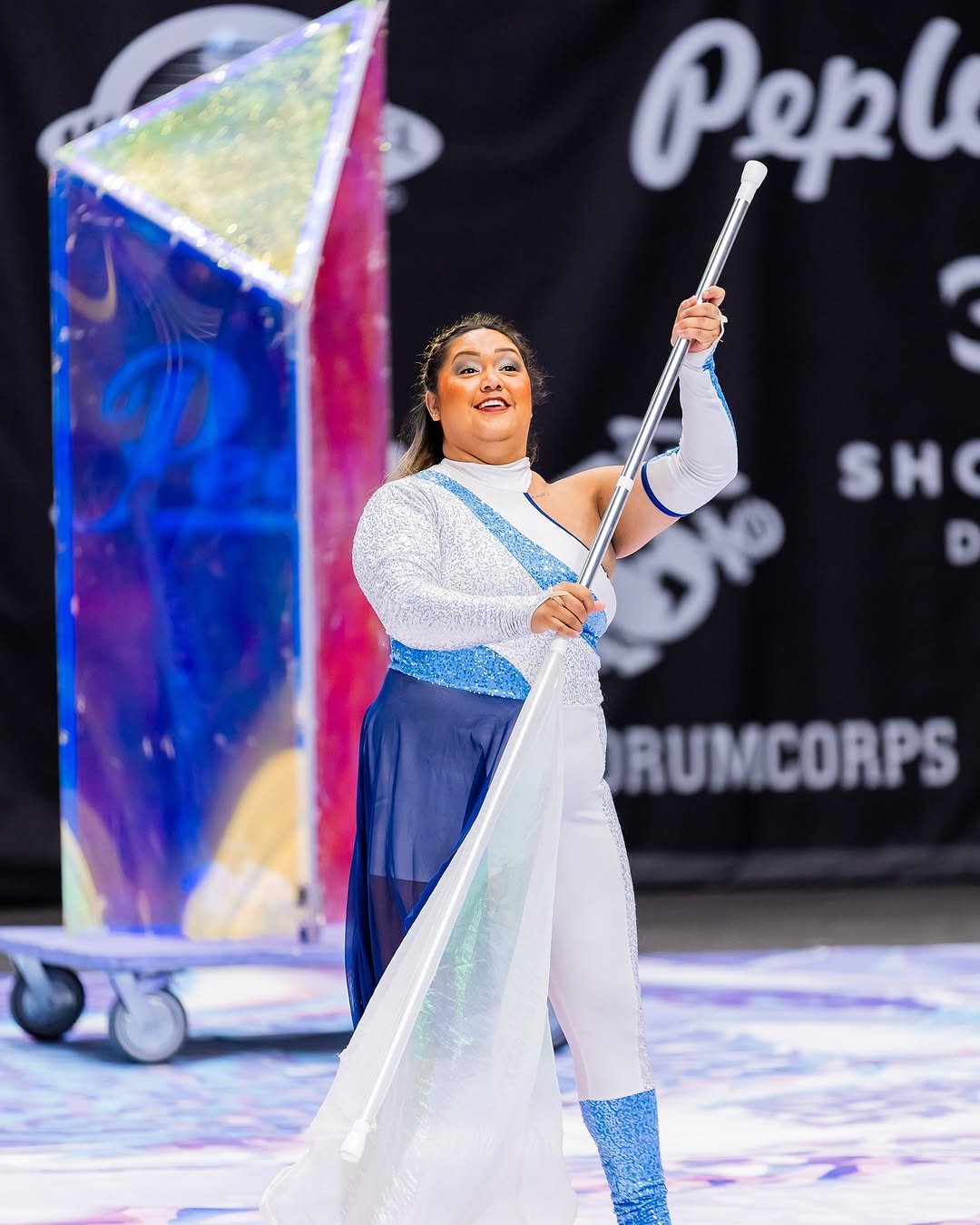 Ethereal guard member with flag in Clarity, 2025
